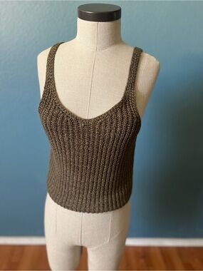 moon & madison Olive Ribbed Knit Tank